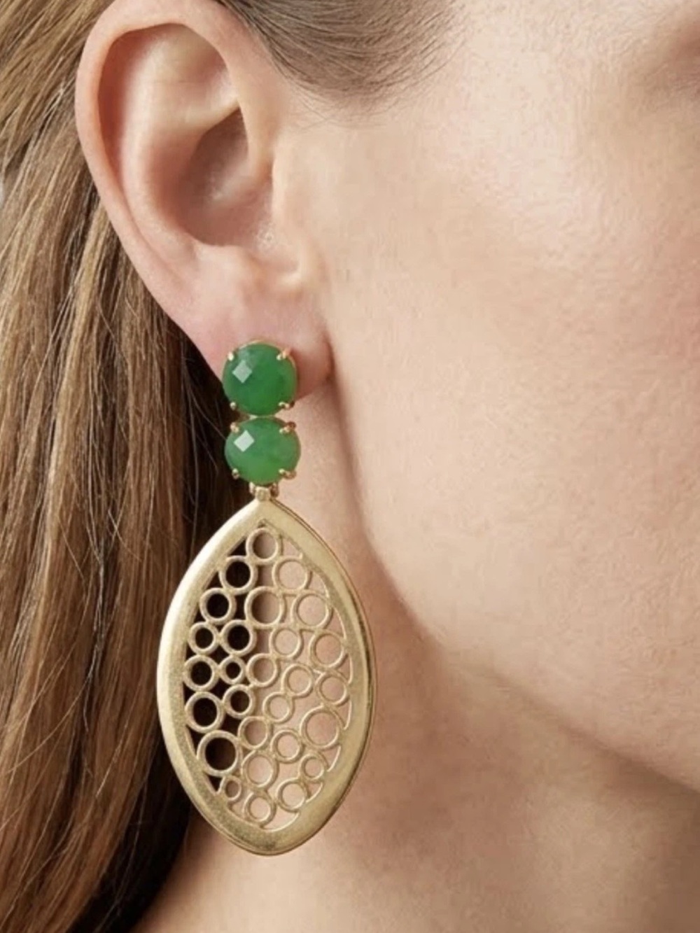 18k gold plated jade earrings